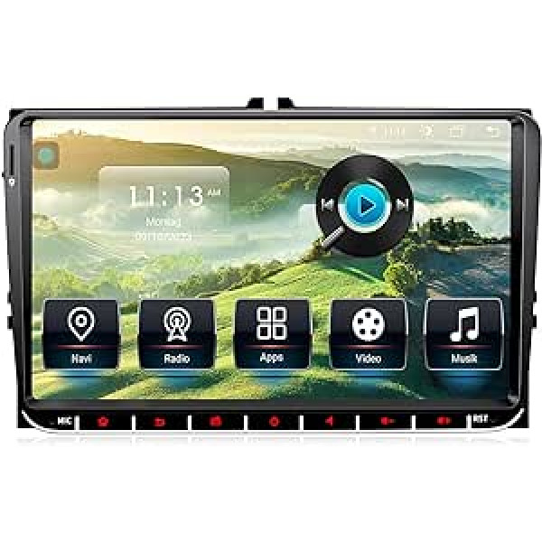 Auto radio priekš VW Golf 5 6 T5 Polo Sharan Passat Tiguan, [Android13 8Core 1,8GHz 4+64GB] CAWELL radio ar 9 collu HD Double DIN Navi/Bluetooth WiFi/GPS/RDS/USB/FM/SD/RCA CarPlay