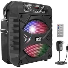 Pyle Party Box – didelis Bluetooth garsiakalbis, PA sistema, muzikos dėžutė, karaoke dėžutė, 300 W, 8 colių žemųjų dažnių garsiakalbis, nešiojamos muzikos dėžutės su įkraunama baterija, Bluetooth dėžutė su vakarėlio lemputėmis, MP3/USB, FM radijas