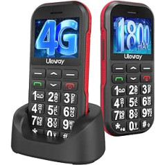 4G vyresnysis mobilusis telefonas be sutarties, senjorų mobilusis telefonas su dideliais mygtukais, 1800 mAh ilgo budėjimo pensininkas, mobiliojo telefono didelio mygtuko mobilusis telefonas su USB-C, SOS funkcija, žibintuvėlis, įkrovimas