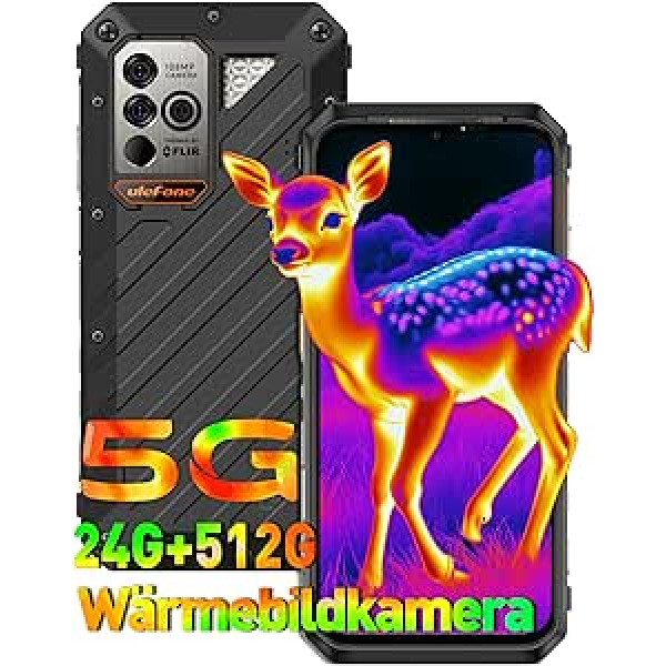 Ulefone Armor 18T Ultra 5G āra viedtālrunis 24G + 512GB ROM/SD-2048GB āra mobilais tālrunis bez līguma 9600mAh akumulators 66W displejs 6,58 collas 108MP + 32MP kamera Android 13 Dual SIM IP68