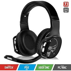 SPIRIT OF GAMER - XPERT-H1100 - Austiņas 7.1 Surround Black Pro Gamer - Austiņas - Baltas gaismas diodes - Mākslīgā āda - Elastīgs mikrofons - 12H autonomija - PC / PS4 / XBOX ONE/SWITCH/MAC - Daudzplatformas