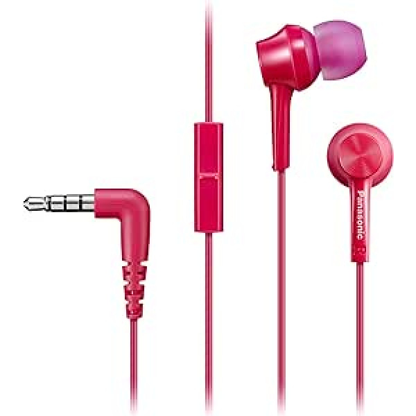 Panasonic RP-TCM115E-P In-Ear Kopfhörer — austiņas, mobilais telefons, wechselbare Pass-Stücke (S/M/L), rozā