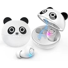 Panda bezvadu austiņas, Bluetooth bezvadu austiņas ausīs IPX5 ūdensizturīgas austiņas ar mikrofoniem un ātrās uzlādes korpusu, 32 stundu atskaņošanas laiks, skārienpogu austiņas viedtālrunim