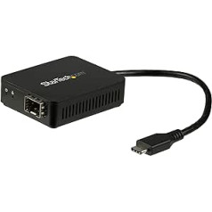 StarTech.com USB-C uz šķiedru optikas pārveidotājs — atvērts SFP — USB 3.0 Gigabit Ethernet tīkla adapteris — 1000BASE-SX/LX — Windows/Mac/Linux