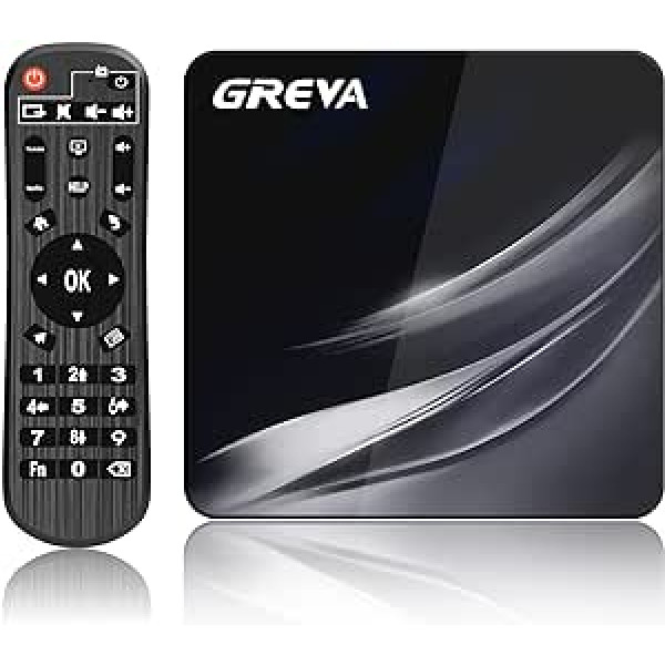 GREVA Android TV Box 4K, Android Box 11.0 ar 4GB RAM 32GB ROM Amlogic S905W2 WiFi 2.4G/5G 10/100M LAN Enternet Bluetooth 4.2 TV Box ar tālvadības pulti