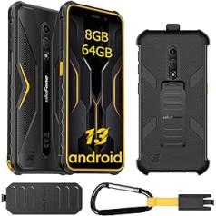 Ulefone Armor X12 Pro Android 13 āra mobilais tālrunis (2023), 8GB + 64GB/SD-256GB āra viedtālrunis bez līguma, 4860mAh akumulators, 13MP + 8MP kamera 5,45 collu HD+ IP68 ūdensizturīgs triecienizturīgs 4G