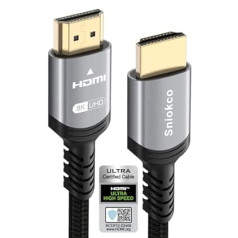 10K 8K 4K HDMI 2.1 kabelis 4 m, sertificēts 48 Gbps īpaši liela ātruma pīts HDMI kabelis, atbalsta dinamisko HDR, eARC, Dolby Atmos, 4M@60 Hz, 8K@120 Hz, HDCP 2.2 2.3, saderīgs ar TV monitoru un daudz ko citu