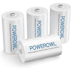 POWEROWL C Baby Battery 1,2 V 5000 mAh NI-MH Baterija C Įkraunamos baterijos Mažai išsikraunančios ir iš anksto įkraunamos (4 vienetų pakuotė)