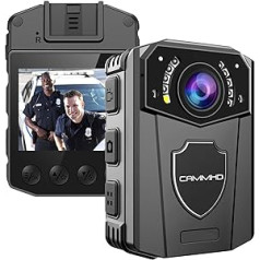 CAMMHD Bodycam 1440P 130° redzes lauks, 3000 mAh, nepārtraukta ierakstīšana 8-10 stundas, korpusa kameras ūdensizturīgs infrasarkanais nakts redzamības režīms, piemērots policijas ugunsdzēsējiem utt. (32G)