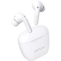 Defunc True Audio In-Ear True bezvadu austiņas, zems latentums, Bluetooth 5.3 dubultās austiņas, 30 minūšu ātrās uzlādes futrālis, skārienvadība, IPX4 ūdensizturīgs un 3 ausu aizbāžņu izmēri, balts