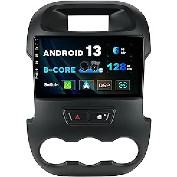 SXAUTO - 6G + 128G - Android 13 IPS automašīnas radio, kas paredzēts Ford Ranger (2011-2016) - Iebūvēts Carplay/Android Car/DSP - LED kamera + MIC - DAB stūres vadība Fast Boot 360-CAM WiFi - 2 DIN 9 collas