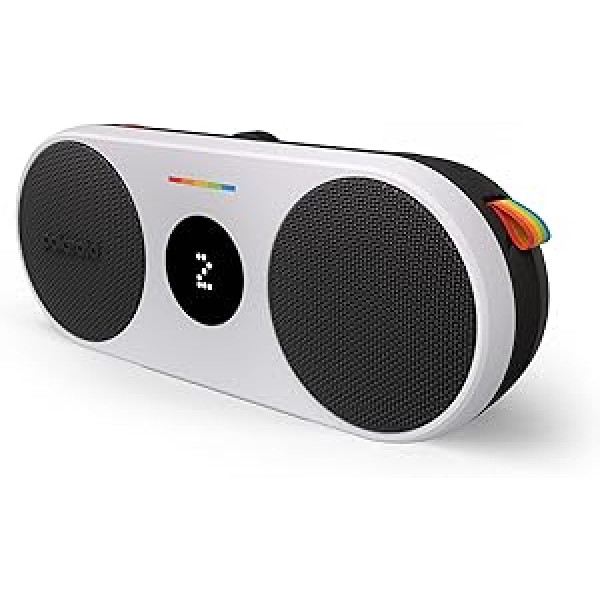 Polaroid P2 jaudīgs pārnēsājams bezvadu Bluetooth skaļrunis, uzlādējams ar dubultu stereo savienošanu pārī — melnbalts