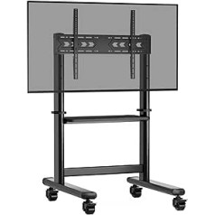 RFIVER TV Stand Rollable Height Adjustable TV Trolley TV Trolley with Wheels for 50 65 70 75 80 85 86 Inch TV, Mobile TV Stand Large Stable Black Max 90 kg Vesa 800 x 600 mm