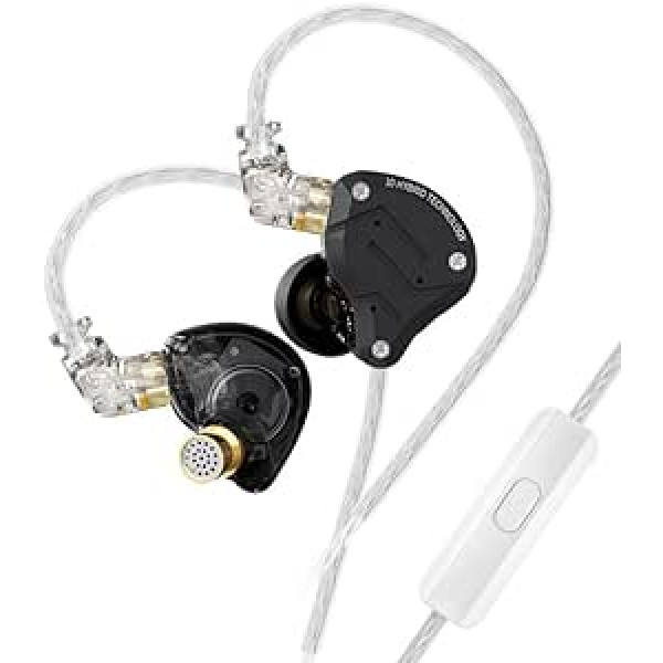 keephifi KZ ZS10 Pro ieliekamās austiņas, 4BA+1DD 5 draivera iebūvējamie monitori HiFi metāla austiņas ar nerūsējošā tērauda priekšpusi austiņās, 2 kontaktu noņemams kabelis (matēts melns ar mikrofonu)