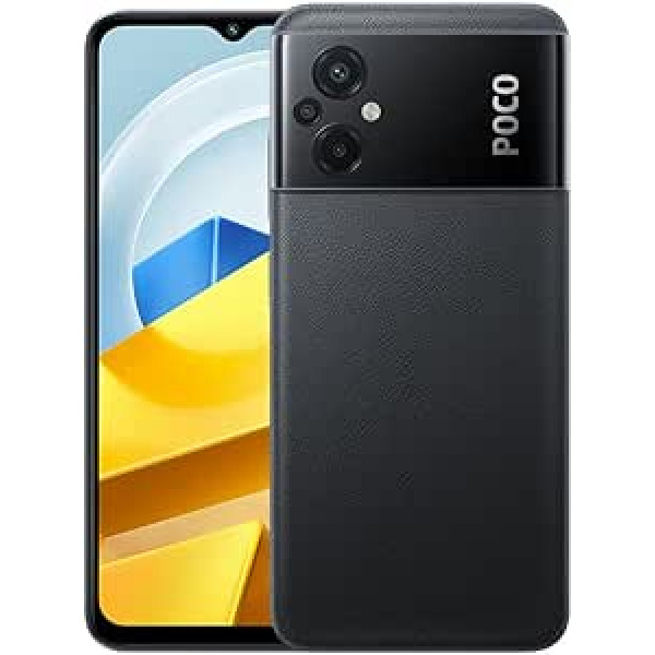 Xiaomi Poco M5 viedtālrunis 4 GB / 128 GB 6,58 collu displejs 5000 mAh 22,5 W ātra uzlāde (grafīta pelēks), melns