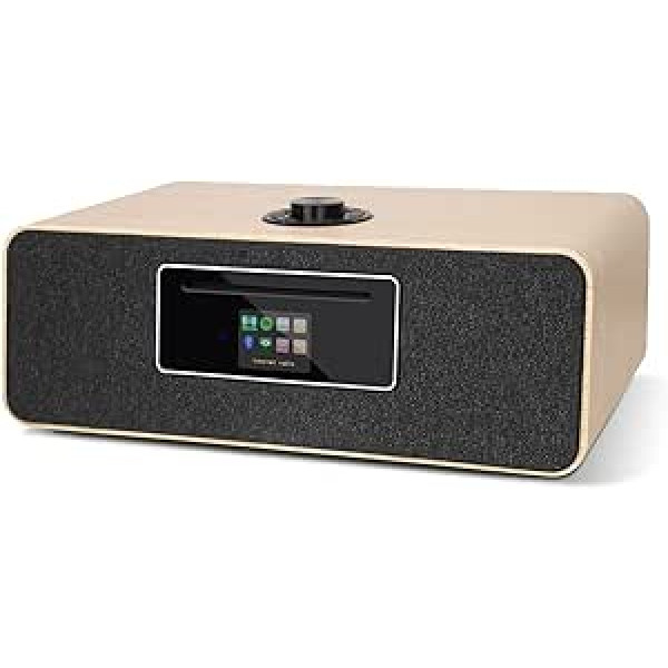 MangoKit MS5 DAB/DAB+ ir FM WiFi interneto radijas, skaitmeninis radijas su stereo CD grotuvu, Bluetooth, Spotify ryšys, žadintuvas, miego laikmatis, USB, nuotolinio valdymo pultas ir programų valdymas (baltasis ąžuolas)