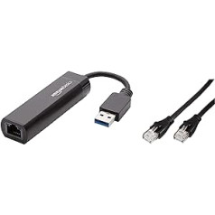 Amazon Basics 3m 1000Mbps USB 3.0 iki 10/100/1000 Gigabit Ethernet interneto adapteris ir eterneto tinklo kabelis RJ45 Cat6