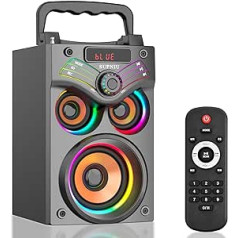 SUPNIU Bluetooth Speakers, Wireless Portable Bluetooth Speaker with Lights, Outdoor Party Speaker with HD Stereo Sound and Rich Bass Speakers, Support FM Radio Remote Control for Home, Camping, Travel