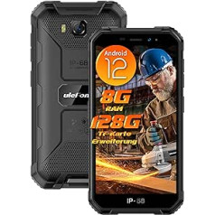 Ulefone Armor X6 Pro Android 12 Outdoor viedtālrunis 8G + 32GB ROM/SD-128GB āra mobilais tālrunis bez līguma 4000mAh displejs 5 collu kamera 13MP + 5MP Dual SIM Phone IP68 viedtālrunis 2024 NFC melns