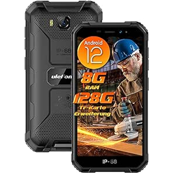 Ulefone Armor X6 Pro Android 12 Outdoor viedtālrunis 8G + 32GB ROM/SD-128GB āra mobilais tālrunis bez līguma 4000mAh displejs 5 collu kamera 13MP + 5MP Dual SIM Phone IP68 viedtālrunis 2024 NFC melns