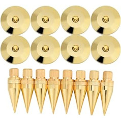 8pcs Speaker Spikes, Richer 6x36 mm Copper Speaker Spike Absorber Speaker Isolation Stand Boxenspikes Base Pad Set – Suitable for Speaker CD/DVD Player, Deck, etc.