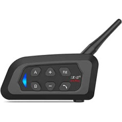 EJEAS V4 Plus motocikla domofons, motocikla ķivere Bluetooth 5.1 austiņas ar FM un CVC trokšņu samazināšanu 4 personām Full Duplex domofons (1 komplektā)