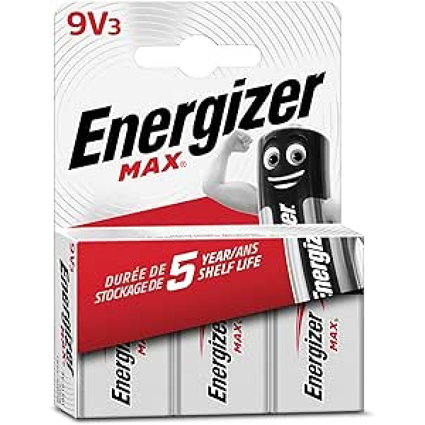 Energizer Baterijas Max 9V Alkaline Block Battery Pack of 3