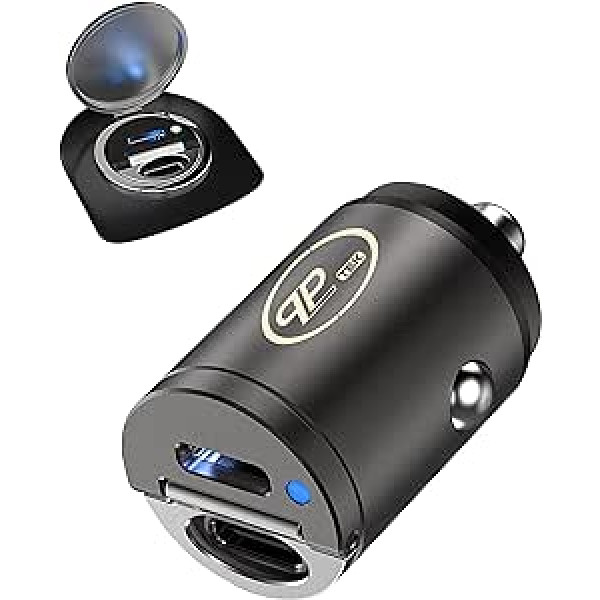 Plp tek USB automašīnas lādētājs automašīnai (30 W Dual USB-C, pelēks)