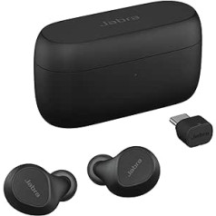 Jabra Evolve2 Buds True Wireless Bluetooth ar aktīvo trokšņu slāpēšanu (ANC), Jabra multisensoru balss tehnoloģiju un bezvadu uzlādes paliktni — sertificēts tiešsaistes sapulču lietotnēm — melns