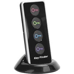 1 in 4 Wireless Key Finder, Tracker/Wireless RF Item Locator with LED Torch and Base, No App Required, for Attaching Keys, Wallet, Remote Control, Glasses, Phone, Dog Neck