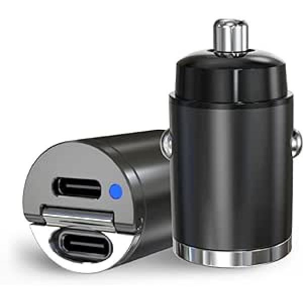 Yolispa Dual Ports PD USB C Kfz-Ladegerät 30W Schnellladung Zinklegierung Mini Kfz-Ladegerät Adapter