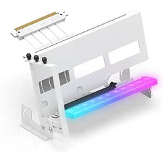 EZDIY-FAB PCIe 4.0 GPU turētājs ar ARGB LED moduli, vairāku leņķu regulēšana ar balto stāvvada kabeli, savietojams ar RTX4090, 4080, 4070ti, balts