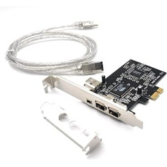 Pardarsey PCIe 3 porti 1394A Firewire paplašināšanas karte PCI Express (1x) uz ārējo IEEE 1394 adaptera kontrolieri (2 x 6 pin + 1 x 4 pin) ar zema profila kronšteinu galddatoram un DV portam