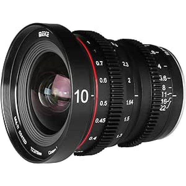 Meike 10 mm T2.2 lielas apertūras manuālais fokuss ar zemu izkropļojumu APS-C S35 formāta 6K Mini Prime Cine objektīvs ir savietojams ar Fujifilm X stiprinājuma kamerām X-T3 X-T20 X-T10 X-T2 X-T4 X-Pro2 X-E3 X -T1