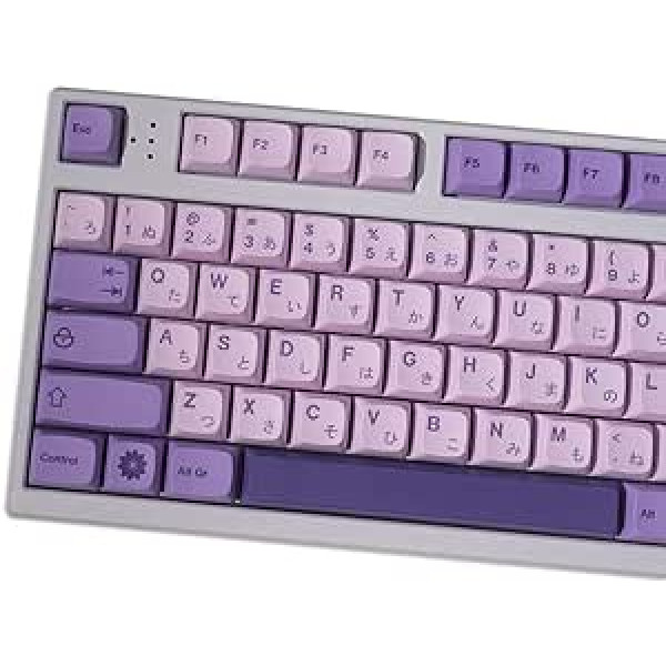 PBT Purple Japanese Keycaps Set 134 Keys XDA Profile Custom Cute Dye-Sub Keyboard Keycaps for Cherry Gateron MX Switches Mechanical Keyboards