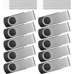 USB Stick 32 GB USB Memory Stick Metal USB Stick with Key Ring 32 GB USB Flash Drive Pack of 10 Silver Data Storage for Computer External Memory Kepmem