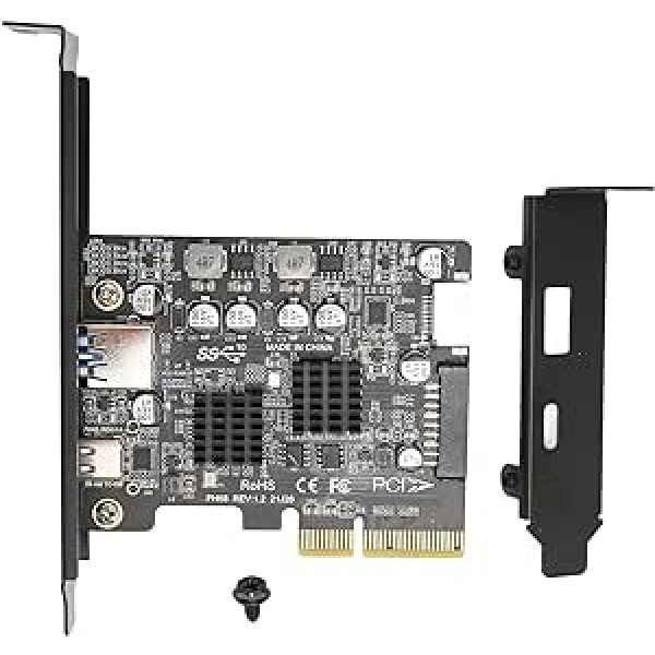 PCIE USB paplašināšanas karte, 2 portu USB 3.2 Gen (10 Gbps) PCI Express kontrollera karte — C-ASM3142 tipa USB mikroshēmojums galddatora resursdatora kartei