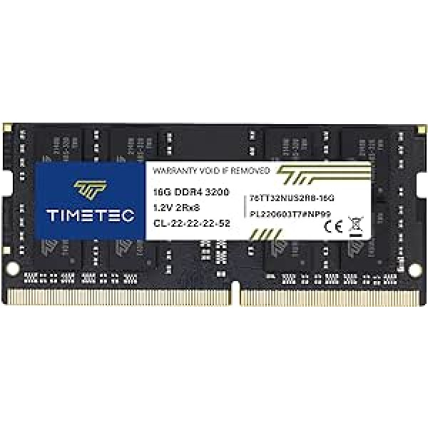 Timetec 16GB DDR4 3200MHz (DDR4-3200) PC4-25600 Non-ECC Unbuffered 1.2V CL22 2Rx8 Dual Rank 260-Pin SODIMM Compatible with AMD and Intel Gaming Laptop Notebook PC Computer Memory RAM Module Upgrade