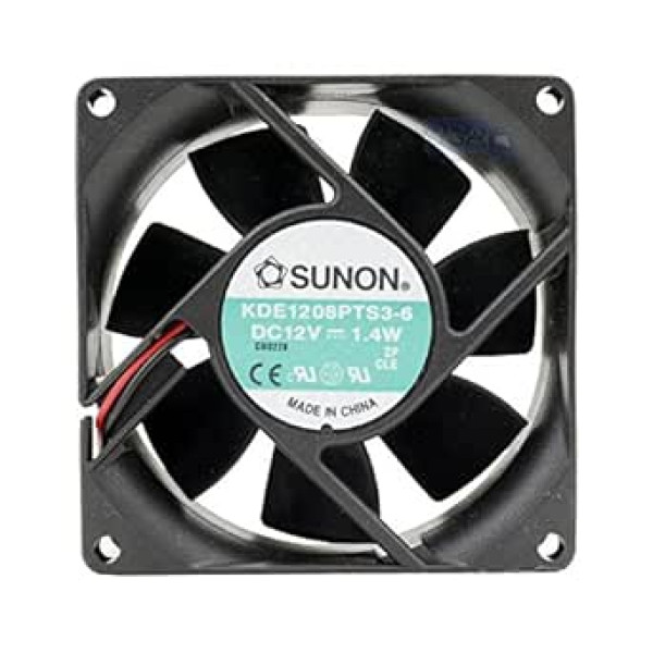 Sunon Fan 80 mm 80 x 80 x 25 KDE1208PTS3-6 Cooling 12 V 8 cm 2 Pin (+/-) 1.4 W Sleeve Black