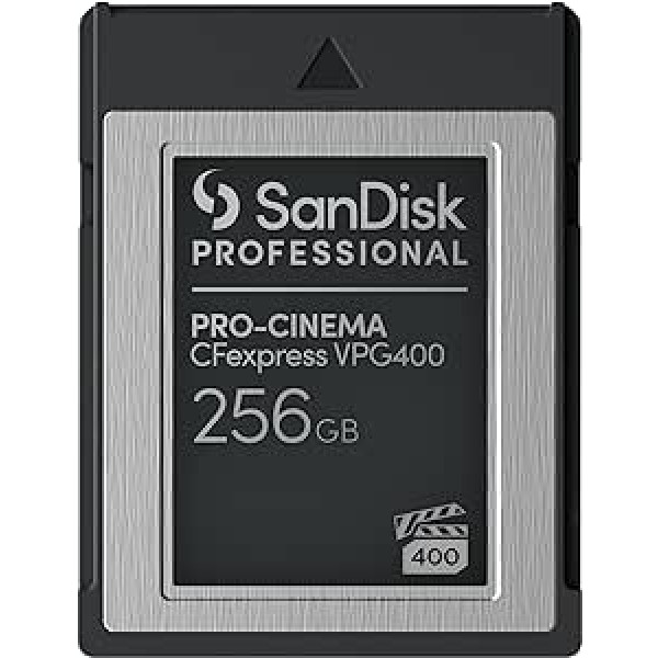 SanDisk® PROFESSIONAL PRO-CINEMA CFexpress™ VPG400 B tipa atmiņas karte 256 GB (RescuePRO Deluxe, saderīga ar PRO-READER, ierobežota mūža garantija)