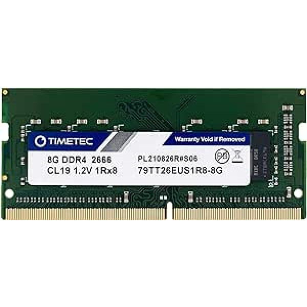 Timetec Hynix DDR4 2666MHz PC4-21300 Nebuferēts ECC 1.2V CL19 1Rx8 Single Rank 260 Pin UDIMM Undefined Atmiņas moduļa jauninājums 8GB