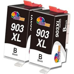 Clorisun 903XL melnas printera kasetnes, kas saderīgas ar HP 903 XL 903XL Multipack, kas paredzētas HP Officejet 6950 Officejet Pro 6960 6970 daudzfunkcionālai drukāšanai (2 iepakojumā)