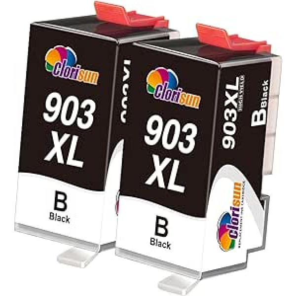 „Clorisun 903XL Black“ spausdintuvų kasetės, suderinamos su „HP 903 XL 903XL Multipack“, skirtu „HP Officejet 6950 Officejet Pro 6960 6970 All-in-One“ spausdinimui (2 vienetų pakuotė)