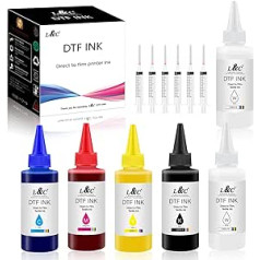 L&C DTF tinte, DTF pārsūtīšanas tintes uzpildes tinte priekš et-8550 D570 R1390 visiem DTF printeriem, siltuma pārneses drukas tintes komplekts 100 ml x 6