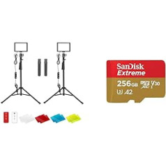 NEEWER LED Videolicht Set ar verstellbarem Stativ Ständer Farbfiltern & SanDisk Extreme microSDXC UHS-I Speicherkarte 256 GB + adapteris