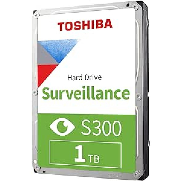 Toshiba 1TB S300 Surveillance HDD - 3.5 Inch SATA Internal Hard Drive Supports up to 64 HD Cameras at a 180TB/Year Workload (HDWT720UZSVA)