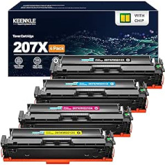 4 iepakojumi 207X 207A toneris ar mikroshēmu, vairāku iepakojumu 207X tonera kasetnes HP W2210X W2211X W2212X W2213X, Color Laserjet Pro MFP M283fdw M255dw M282nw M283fdn M2 M255nw M25 M8 US