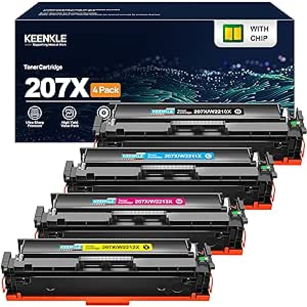 4 pak. 207X 207A dažų su lustu, kelių paketų 207X dažų kasetės, skirtos HP W2210X W2211X W2212X W2213X, spalvotas Laserjet Pro MFP M283fdw M255dw M282nw M283fdn M25 M255nw M25 M25 M8 US