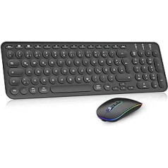 PINKCAT Bluetooth tastatūras peles komplekts, bezvadu, uzlādējams divrežīms (Bluetooth 5.1 + 2.4G) Bezvadu tastatūra un pele, īpaši plāna daudzfunkcionāla tastatūra (melna)