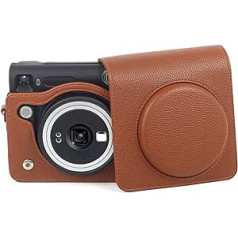 Rieibi Square SQ40 Vintage PU ādas kameras soma Fujifilm Instax Square SQ40 tūlītējai kamerai ar siksnu, brūna, PU āda